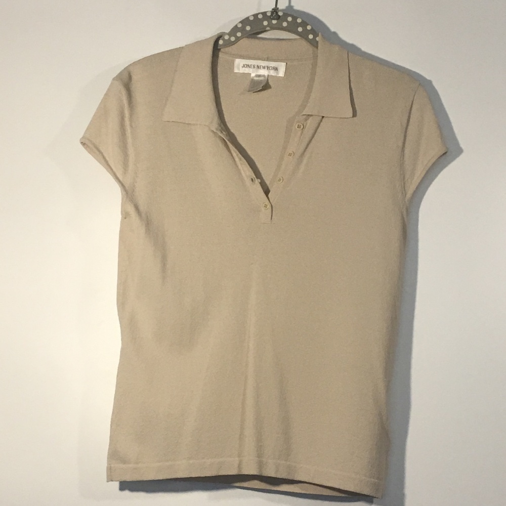 JONES NEW YORK Cap Sleeve Tan Shirt